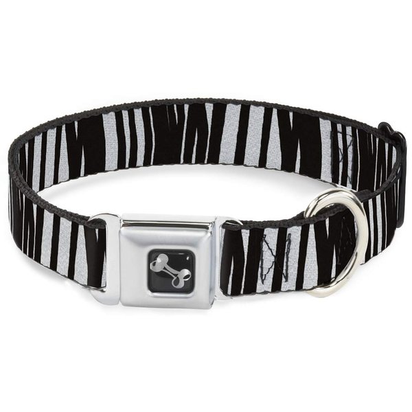 Dog Collar Seatbelt Buckle Zebra 11 to 17 Inches 1.0 Inch Wide