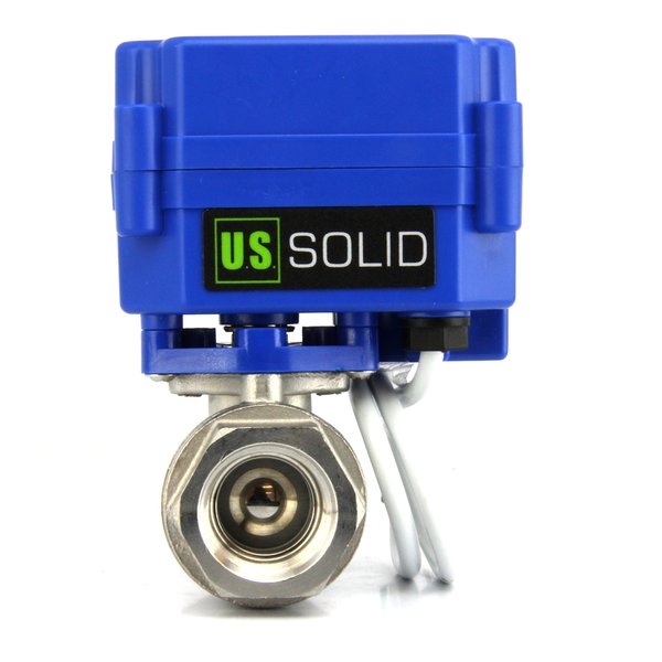 U.S. Solid - Motorized Ball Valve- 1/4 In Stainless Steel Ball Valve with Full Port, 9-24V DC and 2 Wire Reverse Polarity by U.S. Solid