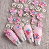 Flower Nail Art Stickers 5 Sheets 5D Nail Stickers Acrylic Embossed Engraved Manicure Nail Art Decorations Nail Decals Nail Art Supplies Pink White Floral Leaf DIY for Women and Girls (Pinky White)