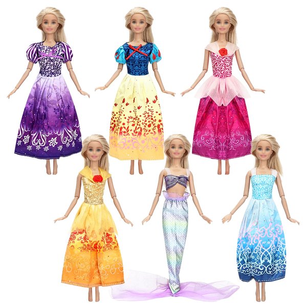 ONEST 6 Pieces Princess Doll Clothes and Accessories for 11.5 Inch Girl Doll Include 6 Sets Handmade Princess Clothes Party Grown Outfits