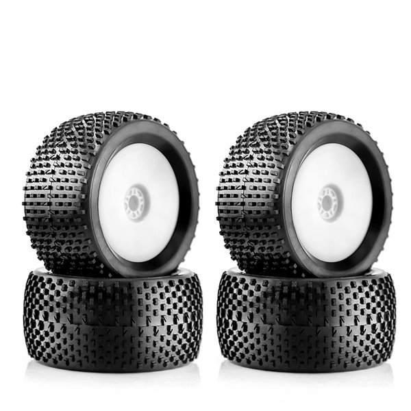 Chanmoo 1/8 Off Road Buggy Tires 140mm Wheel 17mm Hexl 1:8 Rubber Off-Road Tyre For 1/8 RC Racing Car 4WD Nitro HPI HSP BAZOOKA CAMPER Kyosho ZD 1/8 Buggy Wheels and Tires 4PCS (White)