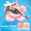 HeySplash Inflatable Swim Rings with Glitter, Flower Shaped Summer Swimming Pool Float Loungers Tube Ring Floatie, Water Fun Beach Party Toys for Kids - Rose Gold