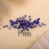 Teyglen Crystal Bride Wedding Hair Comb Bridal Blue Rhinestone Hair Pieces Hair Jewelry Simple Red Black Pink Headpieces for Bride Women Girls
