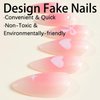 24 Pcs Almond Press on Nails Medium Thick Fake Nails with Solid Color Glossy Full Cover False Nails with Bow Love Heart Designs Cute Nails Press ons Rhinestone Glue on Nails for Women (Pink Kit)