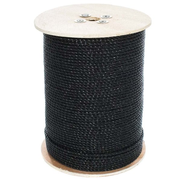 West Coast Paracord Twisted 3 Strand Polypropylene Rope (Black, 1/4 Inch, 10 Feet) - Waterproof and Floats in Water