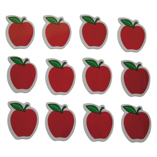 Novel Merk Red Apple Teacher Appreciation Small Refrigerator Magnets Set for Party Favors & Carnival Prizes Miniature Design (12 Pieces)