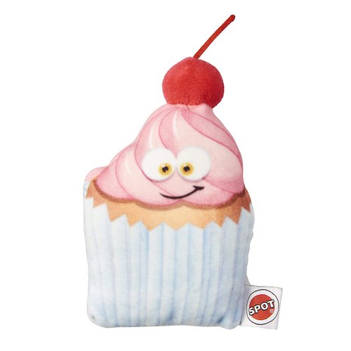 Fun Food Cherry Cupcake 4" Soft Plush Dog Toy