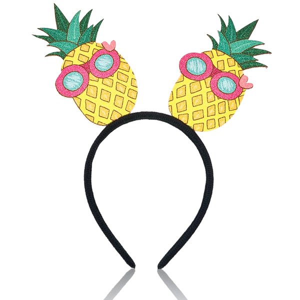 Hawaiian Party Headband Pineapple Hair Hoop Flowers Head Boppers Headwear Tropical Party Decorations Aloha Party Luau Party Decor Cartoon Hair Supplies Summer Hair Accessories for Adult Kids 1PCS