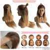 32 Inch Lace Front Wig Human Hair Highlight Brown to Honey Blonde Straight Lace Front Wigs Human Hair Brown HD Transparent Ombre Lace Frontal Wigs Pre Plucked with Baby Hair with HD Lace Frontal Wig