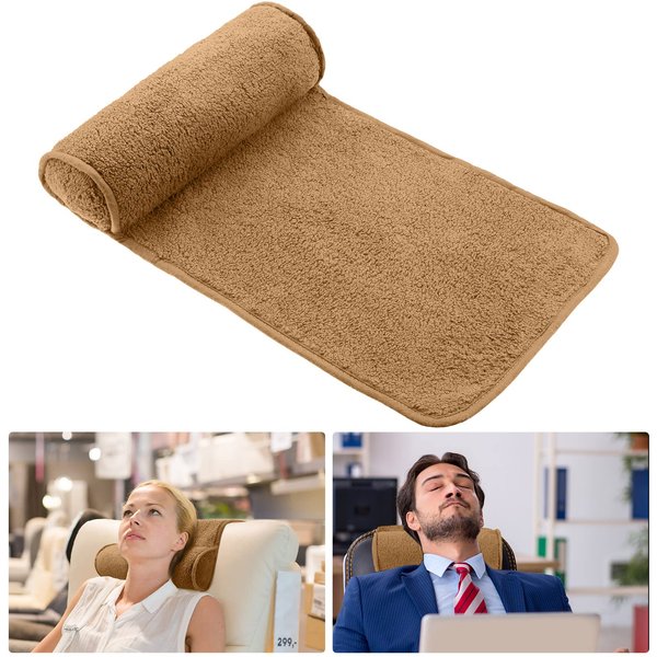 Weysat Neck Pillow for Recliner Head Pillow Adjustable Plush Pillow Neck Roll Non Slip Fleece Couch Neck Head Support Pillow for Travel Home Recliner Sofa Armchair(Camel)