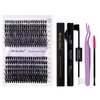DIY lash Extension Kit Lash Cluster Kit with 240 PCS C/D Curl12-16mm Mixed,Individual Lashes Eyelash Clusters Lash Band and Seal Cluster Lash Applicator Individual Lashes Kit(30P/40P-D-12-16mm Kit)