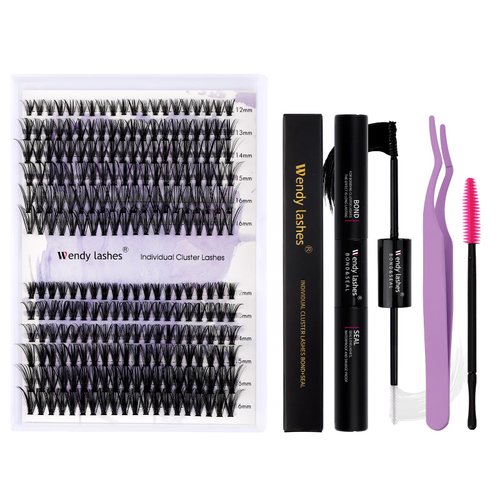 DIY lash Extension Kit Lash Cluster Kit with 240 PCS C/D Curl12-16mm Mixed,Individual Lashes Eyelash Clusters Lash Band and Seal Cluster Lash Applicator Individual Lashes Kit(30P/40P-D-12-16mm Kit)