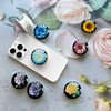 Ksadiye Translucent Clear Phone Grip with Expanding Kickstand,Cell Phone Collapsible Stand Pink Rose Flower Design for Smartphones