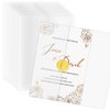 Jutieuo 100 Pack Pre-Folded Vellum Jackets for 5x7 Invitations, Translucent Vellum Paper Jackets with Stamp Stickers for Wedding Invitations