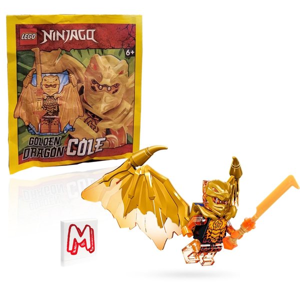 LEGO NINJAGO Crystalized Minifigure - Cole (Golden Dragon) with Wings and Gold Fire Sword