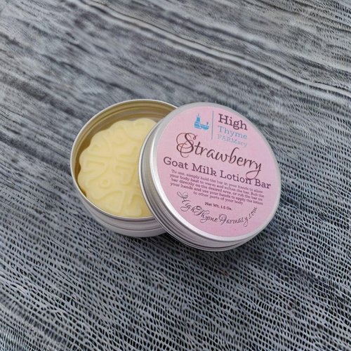 Strawberry Lotion Bar - Goat Milk Lotion Bars for Dry Skin - Strawberry Milk Lotion - Beeswax Lotion Bar - Travel Lotion - Solid Lotion - Zero Waste Lotion - Hand Lotion for Dry Skin