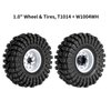 INJORA 1.0 Beadlock Wheel Tires Set -3.78mm Offset Wheel Rims for 1/18 1/24 RC Crawler Car Axial AX24 SCX24 FMS FCX24 TRX4M,White(W1004-T1014)