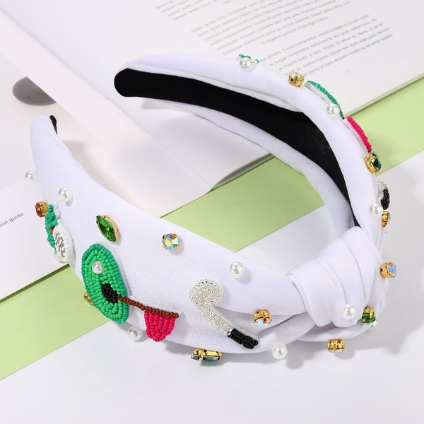 Golf Headbands for Women Golf Accessories Golf Ball Flag Bag Cart Club Headbands Jeweled Rhinestone Pearl Knotted Headband Sport Game Day Headband Golf Hair Accessories Outfits Gifts (Pattern D)