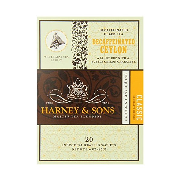 Decaf Ceylon, Box of 20 Wrapped Sachets by Harney & Sons [Foods]