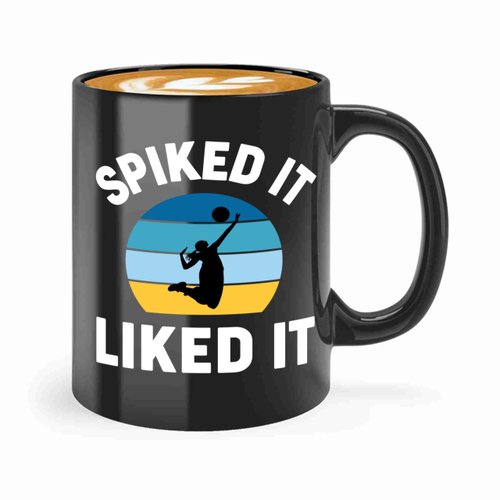 Volleyball Coffee Mug 11oz Black -Spiked it liked - Volleyball Gift Ideas For Women Girl Volleyball Gifts For Players Coach Volleyball Team Gift