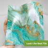 funlife 50Pcs Peel and Stick Kitchen Backsplash, Self-Adhesive Waterproof Tile Stickers, Retro Wall Decals for Home Bathroom Laundry Room Decor, 5.9"x5.9" Turquoise Marble