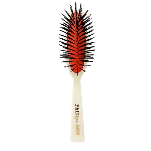Phillips Brush 3000 Purse Size Cushion Hair Brush with Flower Design - White
