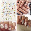 Flower Nail Art Stickers Decals 5D Embossed Engraved Nail Decals Spring Summer Nail Supplies Accessories with Nail Tweezer 3D Self-Adhesive Nail Decoration for Women Nail DIY Design(3 Sheets)