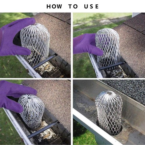 Orgrimmar 6PCS Gutter Guard Strainer Aluminum Downspout Mesh Filter Preventing Blockage Leaves Debris from Clogging Pipes(3 inch)