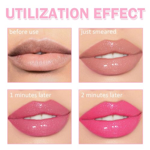 Sulily Color Changing Lip Oil,Magic Round Big Brush Color Changing Lip Oil,Moisturizing Color Changing Lip Gloss Plumping Lip Oil,Long Lasting Nourishing Lip Glow Oil Non-sticky Primer Lip Tint