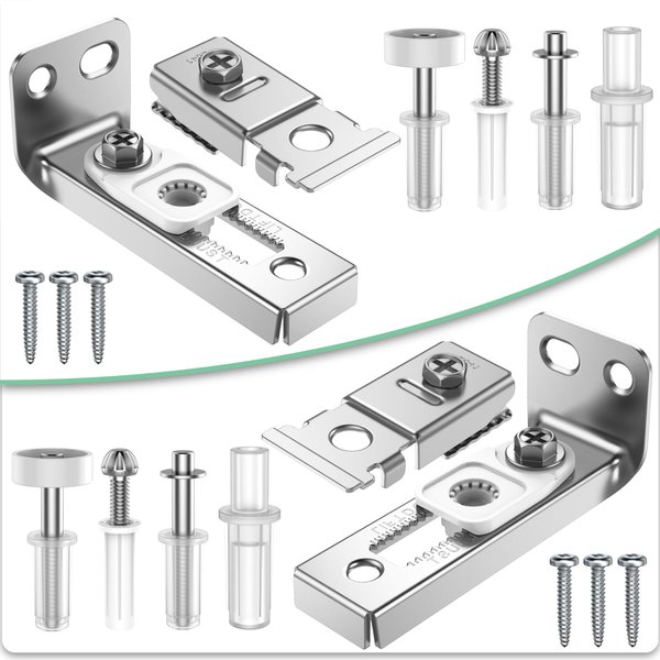 Bifold Door Hardware Repair Kit - 2 Pack Bi-fold Sliding Closet Door Hardware Kit for 7/8" to 1" Track, Folding Pocket Door Replacement Parts Set Include Top Bottom Pivots Bracket and Guide Wheel