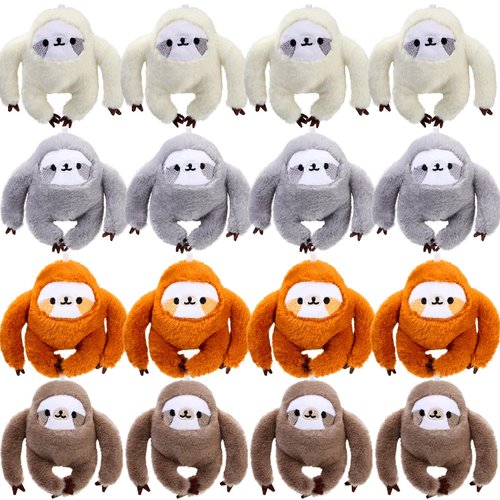 Motionchic 12 Pcs Mini Sloth Stuffed Animal Bulk Operation Christmas Sloth Party Favors 4 Inch Small Baby Shower Sloth Gifts Soft Adorable Jungle Animal Plush Toys Sloth Doll for Birthday Decoration