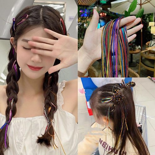 120 Pcs Hair Braids Assorted, Mix Colorful Gradient Color Hair Wrap String Rope Strands DIY African Girl Braid Hair Accessories (4 Sets)