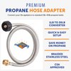 Flame King SS-QCC-1LB 5-FT Steel Braided Hose, 1 lb to 20 lb Adapter, Connects Portable Appliances to Standard Propane QCC1/Type1 Tank