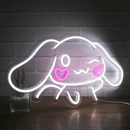 Cinnamoroll Anime Neon Sign for Wall Decor Cinnamoroll Led Light Room Decor Japanese Neon Light LED Sign for Anime Fans Cinnamoroll Gift for Girls 17.5"*9.5"