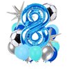 Soccer Balloons 8th Birthday Decorations for Boy, 40in Blue Number Balloons Birthday Party Decorations World Cup Soccer Sports Theme Party Supplies Soccer Birthday Party Decorations