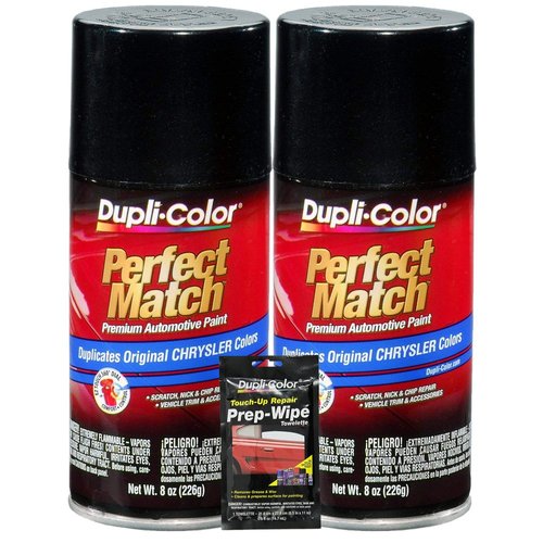 Dupli-Color Brilliant Black Pearl Perfect Match Automotive Paint for Chrysler Vehicles - 8 oz, Bundles with Prep Wipe (3 Items)