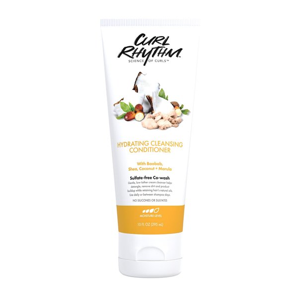 Curl Rhythm Hydrating Cleanser Conditioner - Co-wash with Shea, Marula, and Coconut - Curly Hair Conditioner - Removes Dirt and Buildup - 10 oz