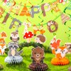 29 Pcs Woodland Party Supplies Animal Honeycomb Centerpieces Baby Shower Birthday Decorations Include Happy Birthday Banners Hanging Cards Swirl Ceiling Streamers for Forest Camping Party Supplies