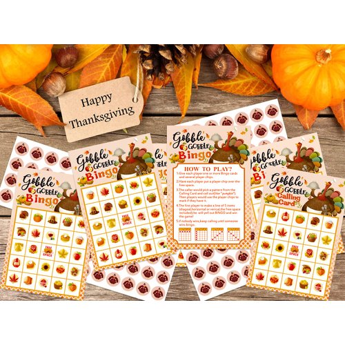 XJF Thanksgiving Bingo Games for Kids 26 Players Thanksgiving Bingo Card Fall Turkey Party Games for Family Children School Classroom Activities Thanksgiving Party Favor Supplies