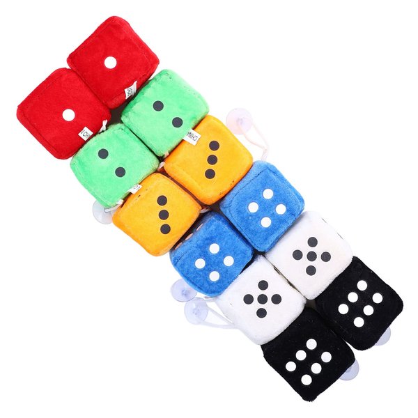 Fuzzy Dice for Car Mirror Dolls Stuffed Toys 12Pcs Fashionable Soft Hanging Dice Decorative Fuzzy Plush Dice Cute Bag Pendant Fuzzy Dice Game Accessories