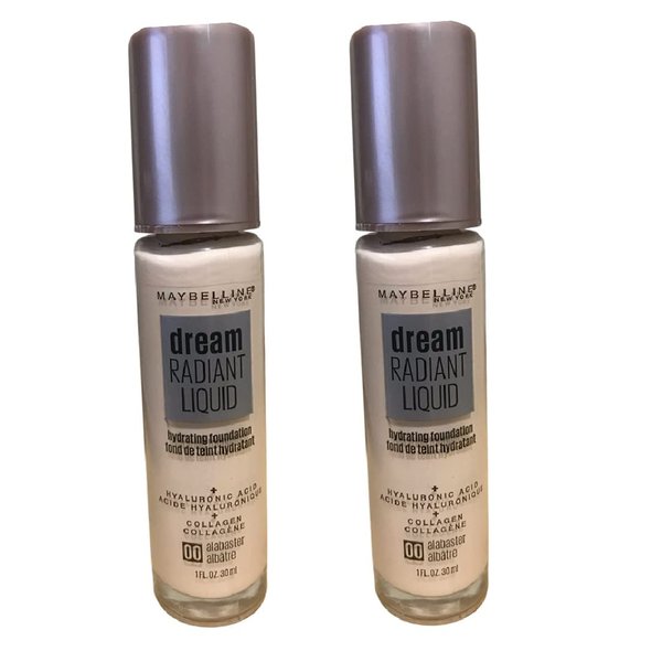 Pack of 2 Maybelline New York Dream Radiant Liquid Hydrating Foundation, Alabaster # 00