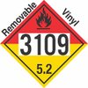 GC Labels-P313c3109, Organic Peroxide Class 5.2 UN3109 Removable Vinyl DOT Placard, Package of 50 Placards
