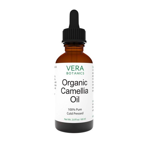 Vera Botanics ORGANIC CAMELLIA OIL 100% Pure & Natural, Unrefined, Cold-Pressed For Face, Dry Skin, Nails, Lips, Body & Hair - Reduce Hair Breakage