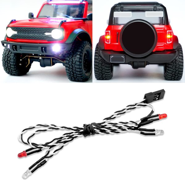 OGRC RC Led Headlights Taillights Kit Front Rear RC Light for TRX4M 1/18 RC Crawler Car Upgrade Parts (White & Red)