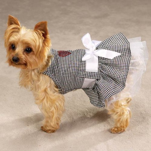 Pet Edge Extra Small Gingham Bling Sundress Dog Dress