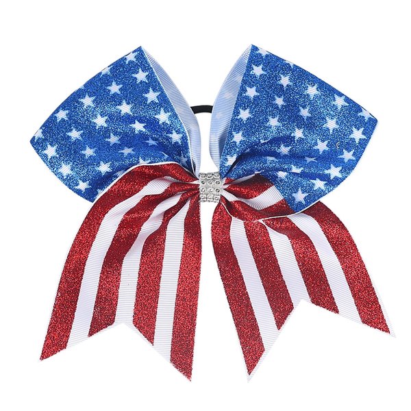 4th of July Hair Bows Fourth of July Red White and Blue Bow Hair Accessories Hair Bow Hair Scrunchies for Women Patriotic Accessories for Women Memorial Day Supplies Flag Design Cheer Bows 1Pcs