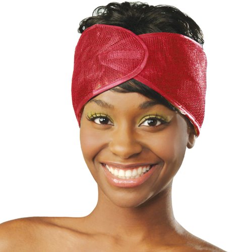 DONNA Mesh Wrap 1pc Velcro Mesh Wrap HEADBAND, Silk Wraps, Mesh Wrap for Women’s Hair for Face Wash for Makeup Hair Accessories Headbands– Mesh Wrap RED COLOR