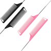 Rat Tail Comb，Parting Comb, Metal Long Steel Pin Rat Tail Combs set，Combs for Hair Stylist，Hair Combs for Women（4Packs,Black|Pink）