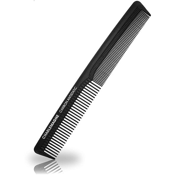 Charlemagne Men's Hair Comb, Shatterproof Premium Carbon Comb, 18 cm Anti-Static Fine Hair Comb for Hair Cutting, Hairdressing Comb for Men and Women - Combs for Men - Mens Hair Comb