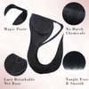 SEGO Pro Ponytail Extensions Human Hair Long Straight Ponytail Hair Extensions with Magic Paste Wrap Around Clip in Ponytail Extensions Real Human Hair,16inch #1 Natural Black,80g